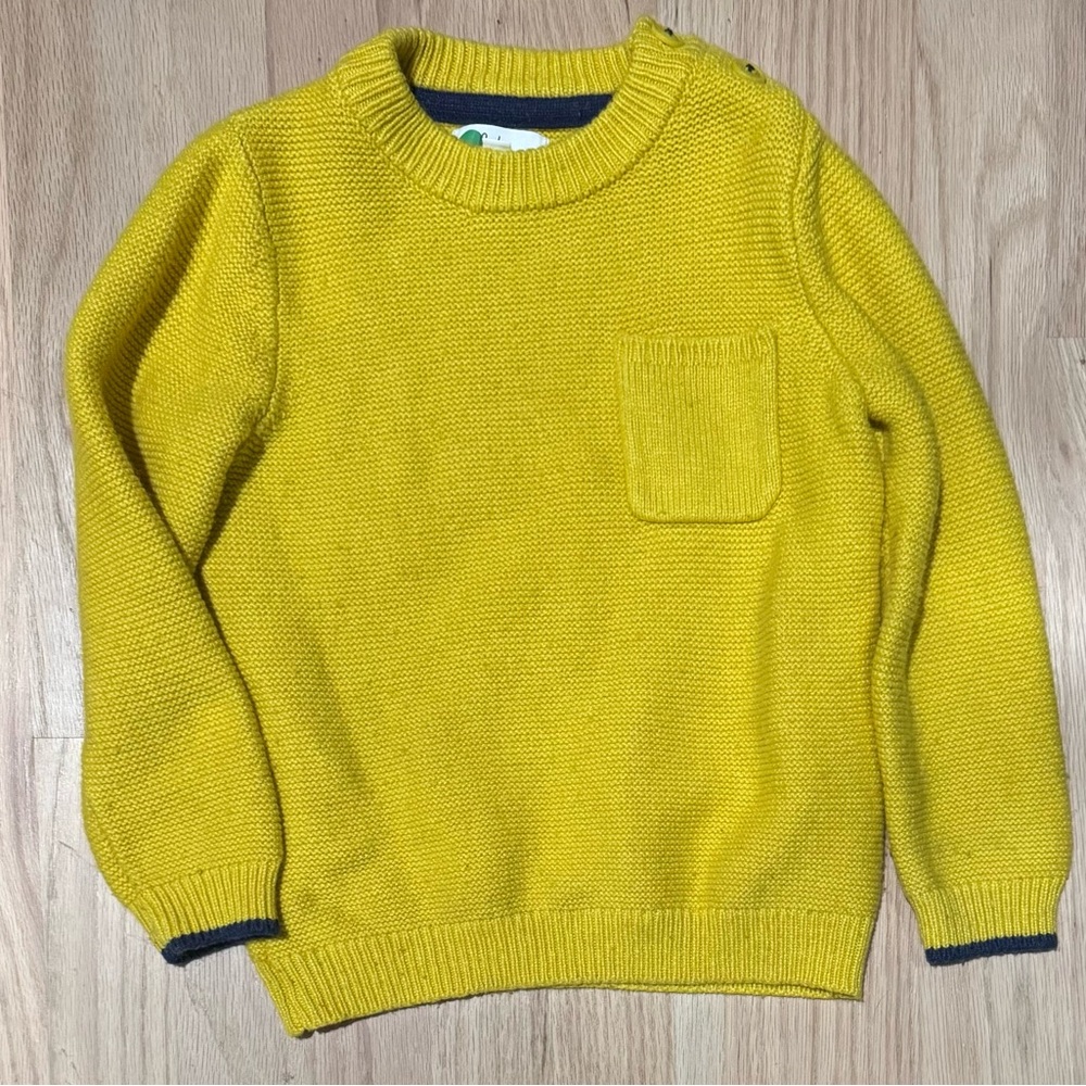 Mini Boden yellow ribbed sweater 3/4 3 4